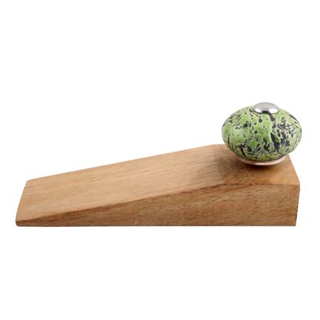 Green And Black Etched Ceramic Wooden Door Stopper